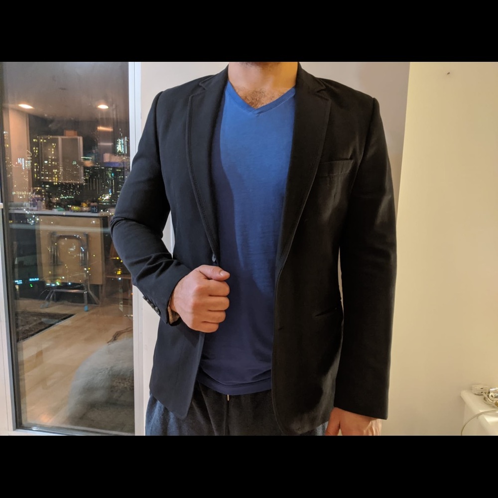 ZARA Men’s Black Cotton Casual Blazer, US 44